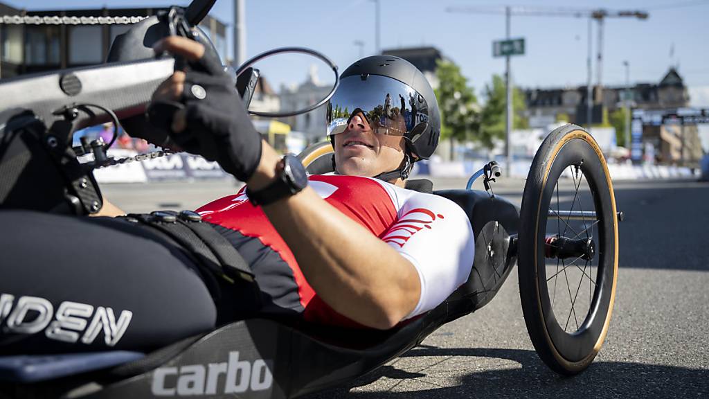 Der Schweizer Handbiker Fabian Recher zeigte im Team-Wettkampf drei starke Runden