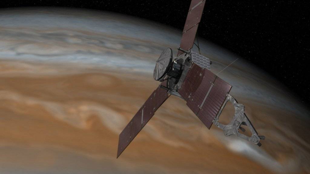 Nach fünfjähriger Reise hat die Raumsonde «Juno» endlich ihr Ziel erreicht. (Künstlerische Darstellung)