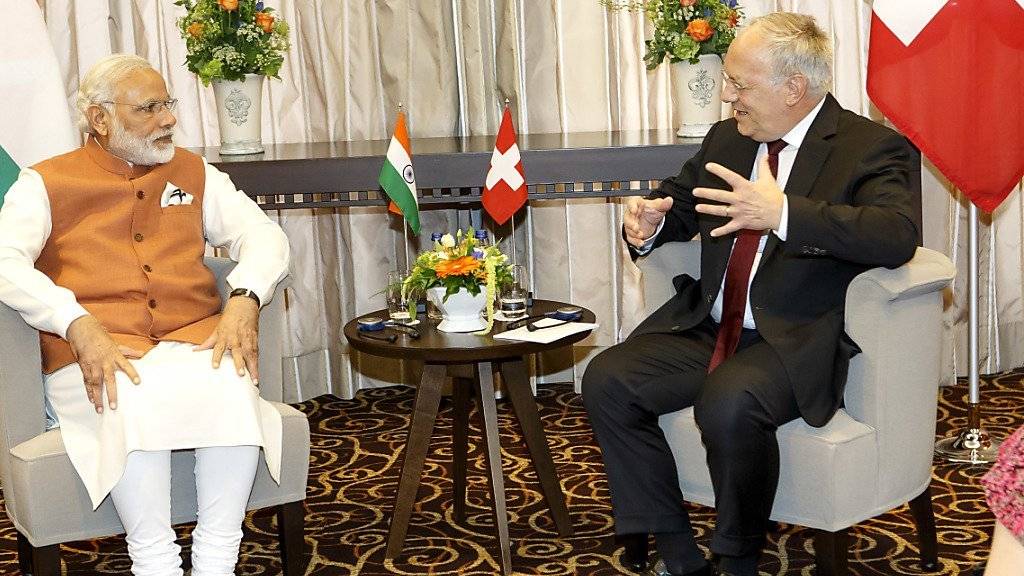 Bundespräsident Schneider-Ammann und Indiens Premierminister Modi haben sich am Montag in Genf getroffen.