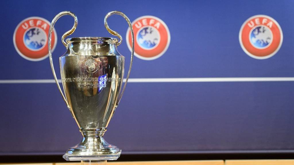 Die Champions League-Trophäe, ausgestellt am UEFA-Hauptsitz in Nyon.