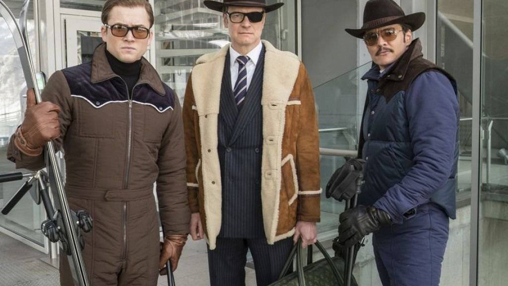 V.l.n.r.: Taron Egerton, Colin Firth und Pedro Pascal in «Kingsman: The Golden Circle.» In der Deutschschweiz legte der Film am Wochenende einen starken Start hin. (Archivbild)