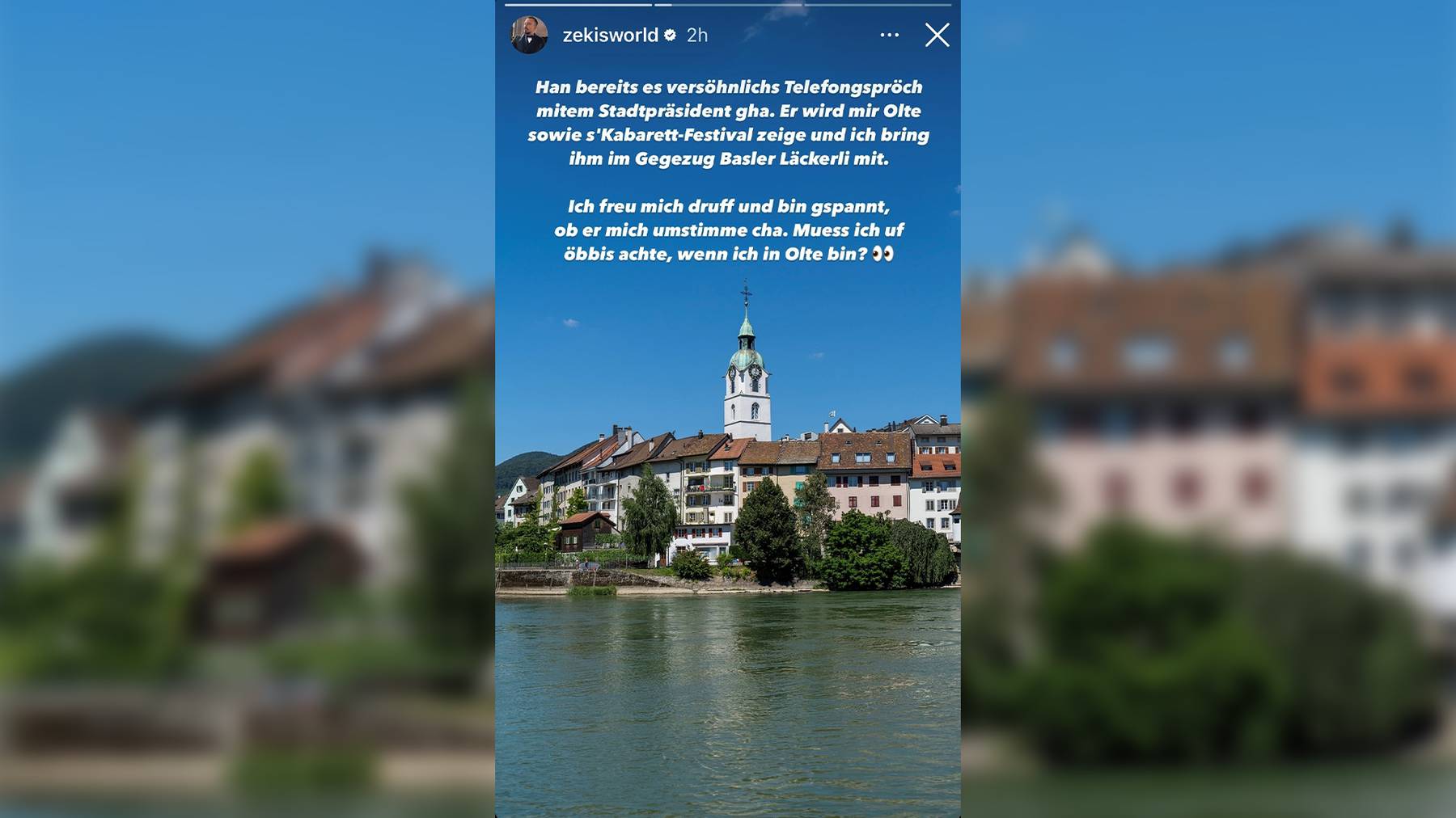 Auf Instagram teilt Zeki mit, dass er sich mit dem Oltner Stadtpräsident versöhnt habe.