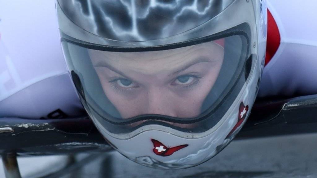 Konzentriert zum vierten Podestplatz der Saison: Skeleton-Fahrerin Marina Gilardoni am Weltcup-Finale in Königsse