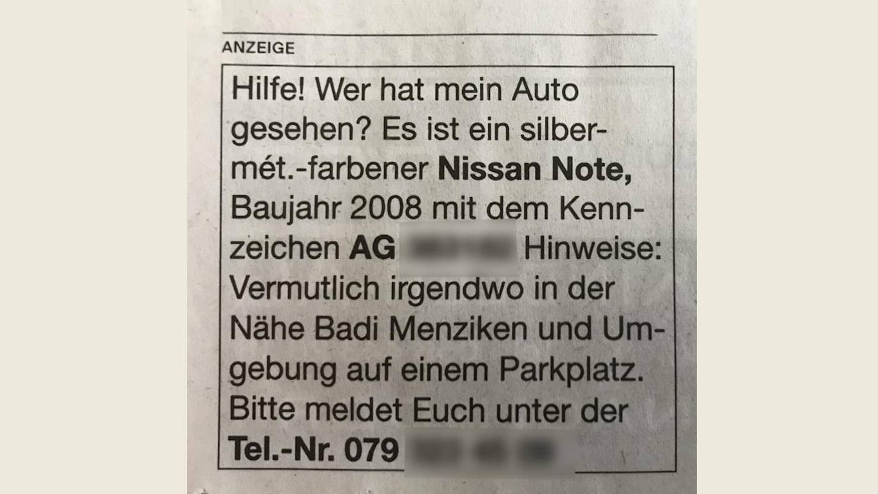 Vermisst Wer hat mein Auto gesehen? Radio Argovia
