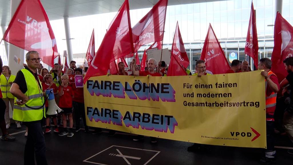 Lautstarke Protestaktion am Flughafen Zürich: Bodenpersonal kämpft für bessere Arbeitsbedingungen