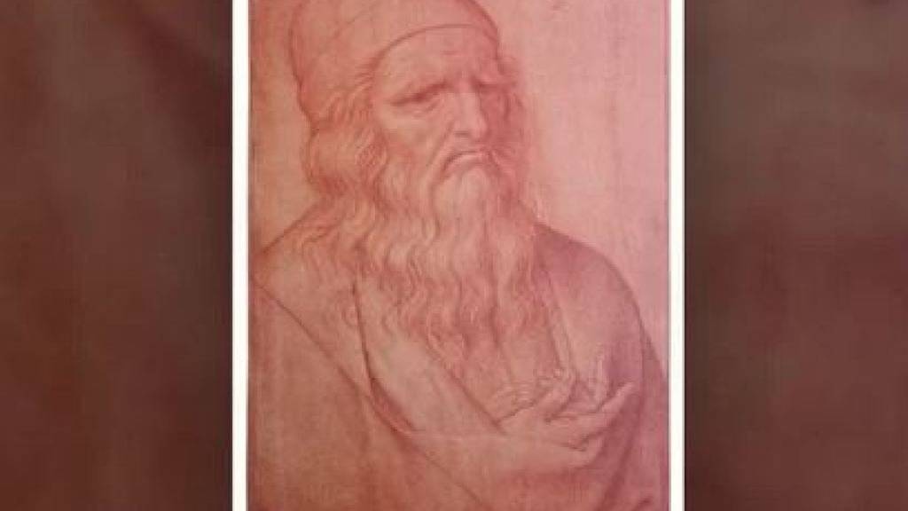 Die Kreidezeichnung des lombardischen Künstlers Giovan Ambrogio Figino zeigt Leonardo da Vinci in höherem Alter.