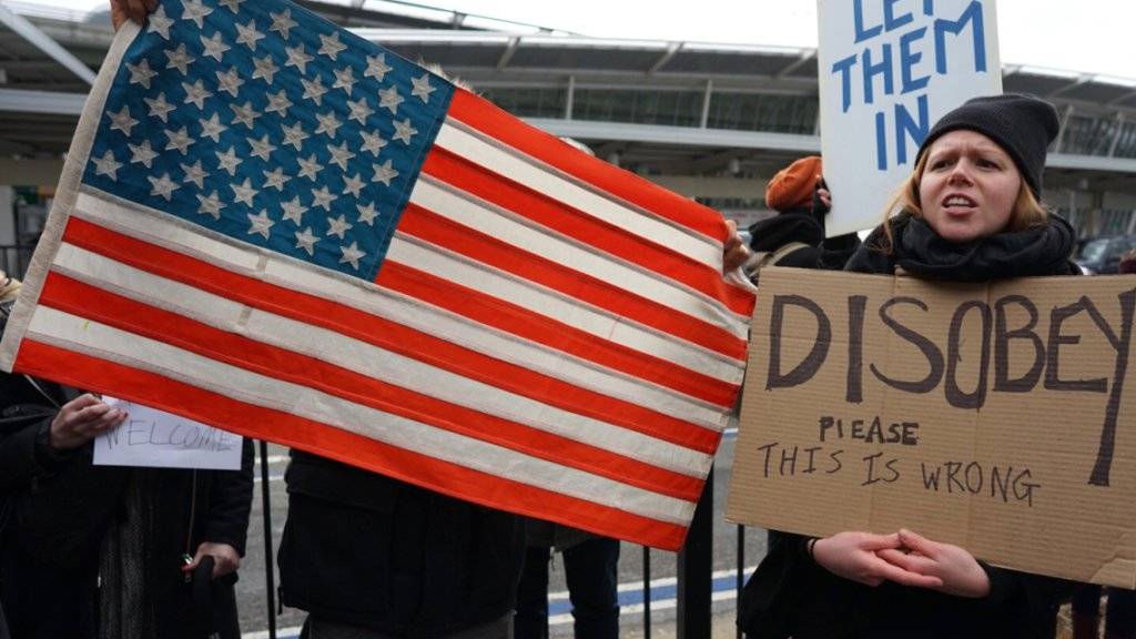 Protest am John F. Kennedy Airport von New York gegen Trumps Einreisesperre