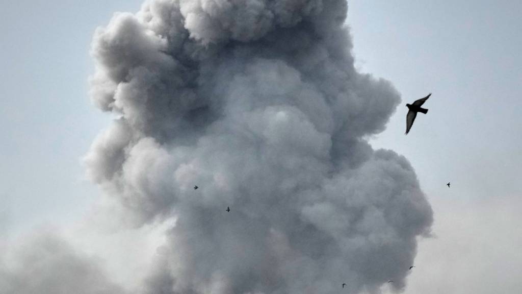 Ein Vogel fliegt durch eine Rauchwolke nach einer Explosion in Teheran. Foto: Vahid Salemi/AP/dpa