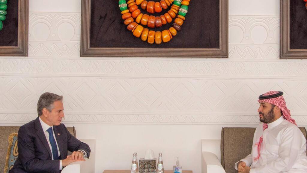 US-Außenminister Antony Blinken trifft sich mit dem saudischen Kronprinzen Mohammed bin Salman. Foto: -/Saudi Press Agency/dpa