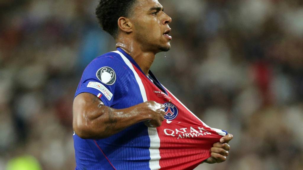 Matchwinner für Paris Saint-Germain: Désiré Doué jubelt nach dem entscheidenden 2:1 im europäischen Supercup gegen Aston Villa