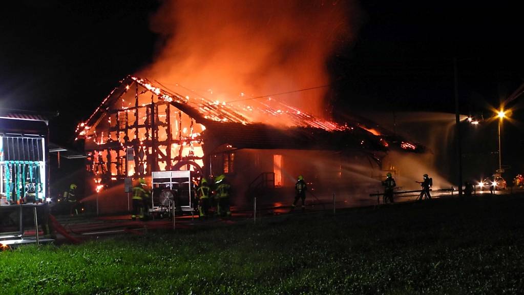 Am Montagabend ist die Lagerhalle einer Sicherheitsfirma in Seewen SZ in Brand geraten.