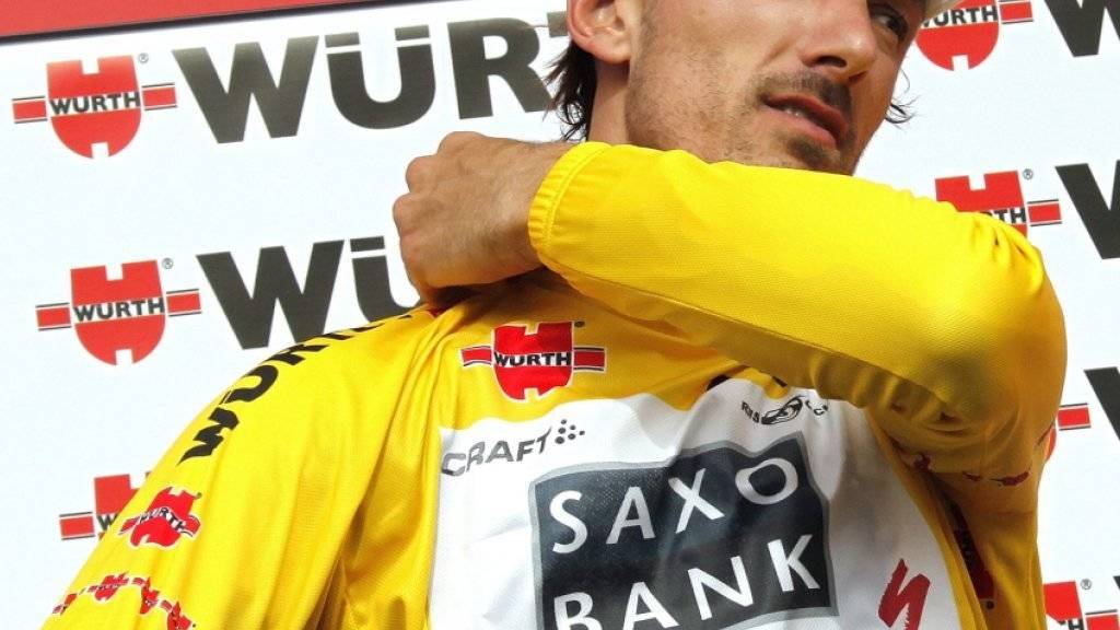 Durfte sich beim letzten Halt der Tour de Suisse in Davos im Jahr 2009 das gelbe Leadertrikot überstreifen: Fabian Cancellara, damals beim Team Saxobank engagiert