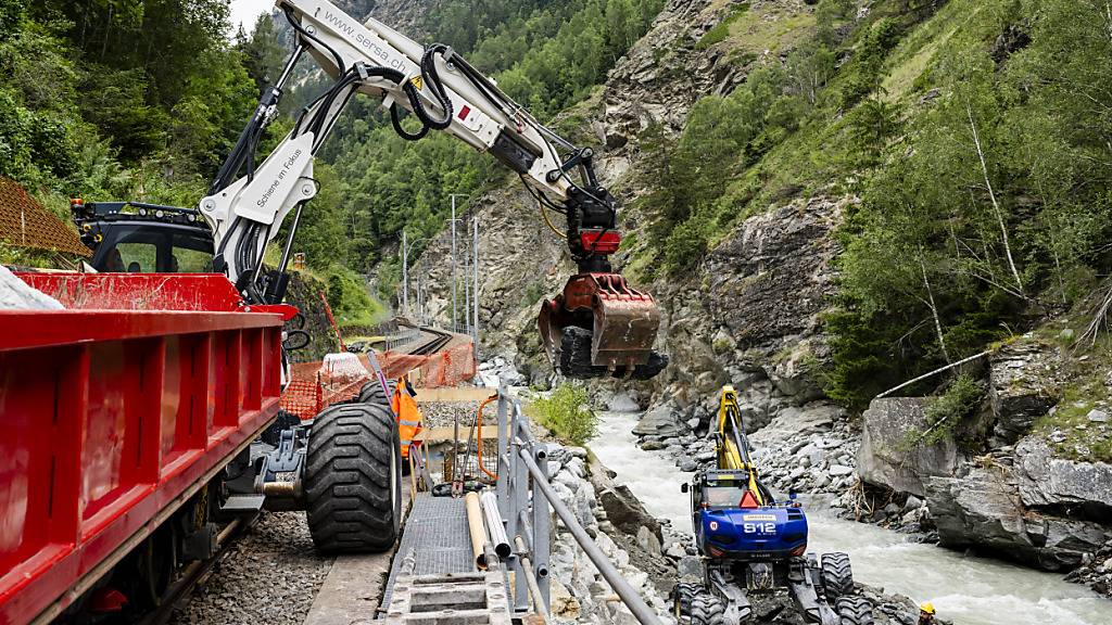 Bahnstrecke Visp-Täsch bis mindestens bis Mitte August unterbrochen