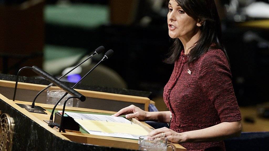 Die USA stimmen gegen einen globalen Umwelt-Pakt auf der Uno-Vollversammlung; die US-Botschafterin bei den Vereinten Nationen, Nikki Haley, bezeichnete das Abkommen als zu vage. (Archivbild)