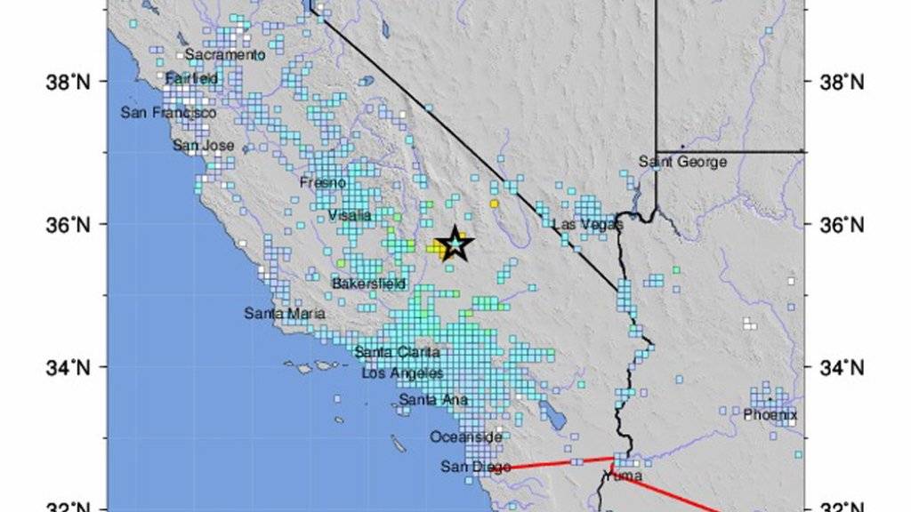Das Zentrum des Bebens der Stärke 6,4 befand sich rund 160 Kilometer nordöstlich von Los Angeles.
