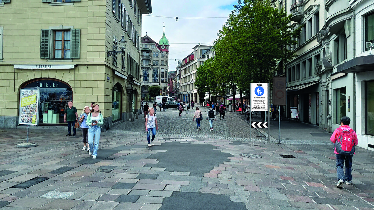 So könnte das neue Fussgängerschild in der Luzerner Altstadt aussehen. (Visualisierung)