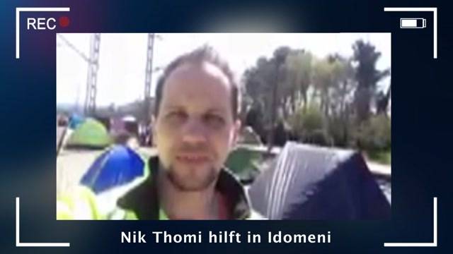 Nik Thomi hilft in Idomeni