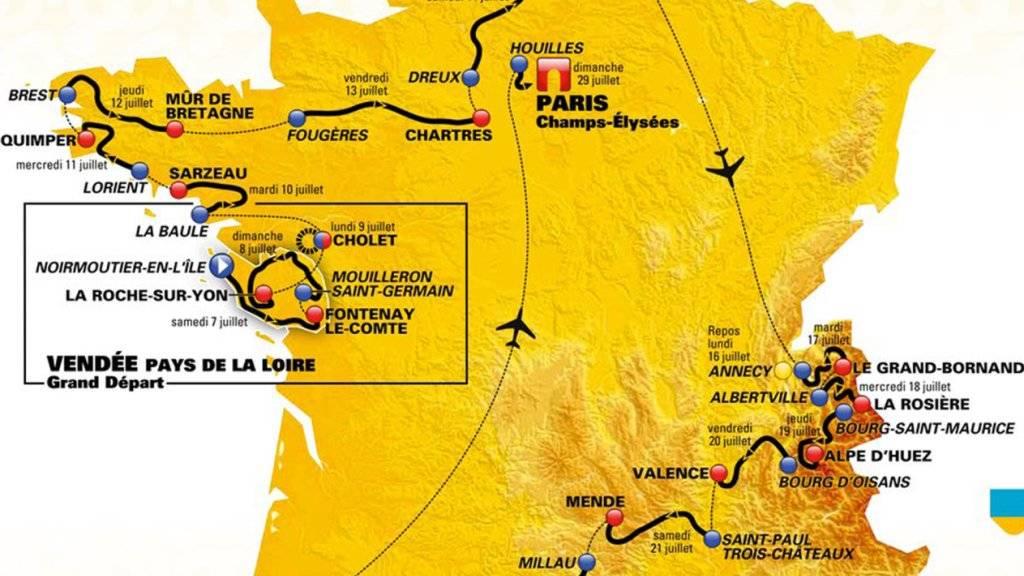 Der Etappenplan der 105. Tour de France