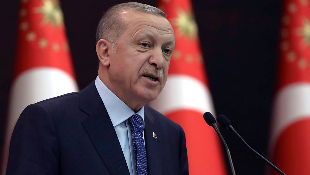 ARCHIV - Recep Tayyip Erdogan, Präsident der Türkei, spricht während einer Pressekonferenz. Foto: Burhan Ozbilici/AP/dpa