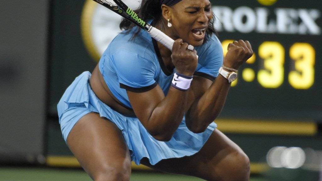Serena Williams freut sich über den dritten Finaleinzug in Indian Wells