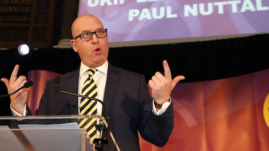 Paul Nuttall bei seiner Rede nach der Wahl zum UKIP-Vorsitzenden.