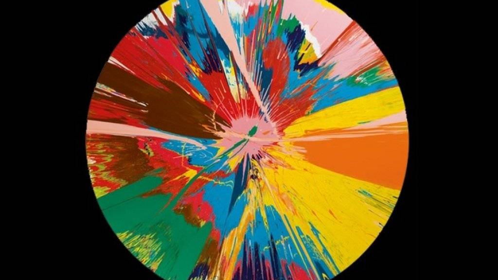 Damien Hirsts «Beautiful, shattering, slashing, violent, pinky, hacking, sphincter painting» (1995), Schätzwert umgerechnet 320'00-460'000 Franken, ist eines der Werke aus der Kunstsammlung von David Bowie, die im November versteigert werden soll. (Pressebild)