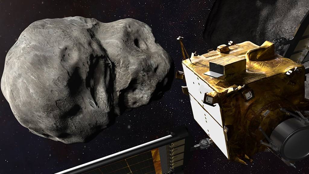 Der bei der Nasa-Mission «Dart» aus seiner Umlaufbahn geschubste Asteroid Dimorphos besteht einer neuen Studie zufolge aus losem Schutt. (Archivbild)