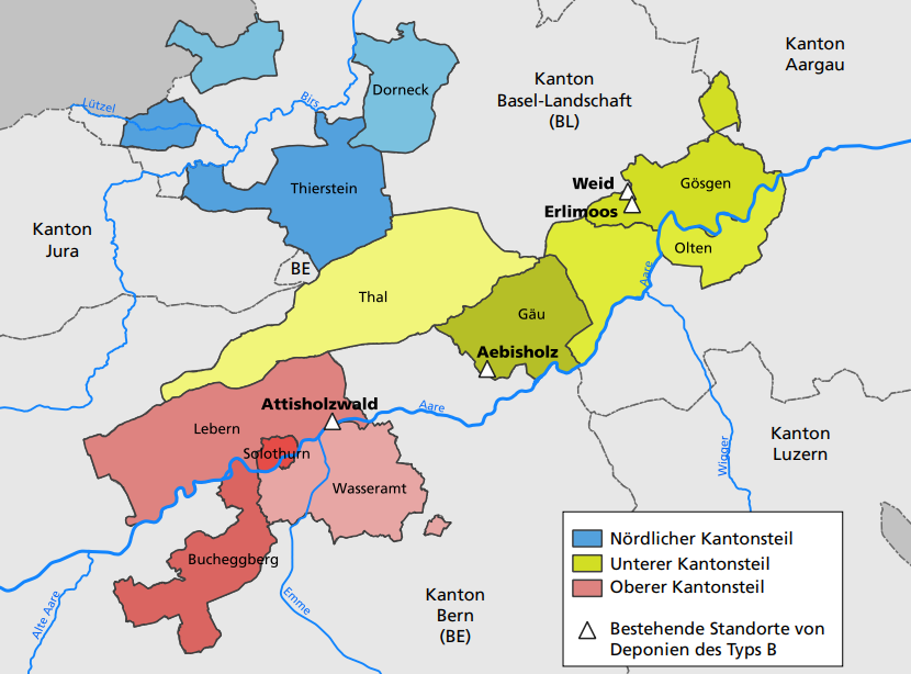Um Entsorgungsmöglichkeiten mit kürzeren Transportwegen zu schaffen, sucht der Kanton Solothurn Deponiestandorte im nördlichen Teil des Kantons.