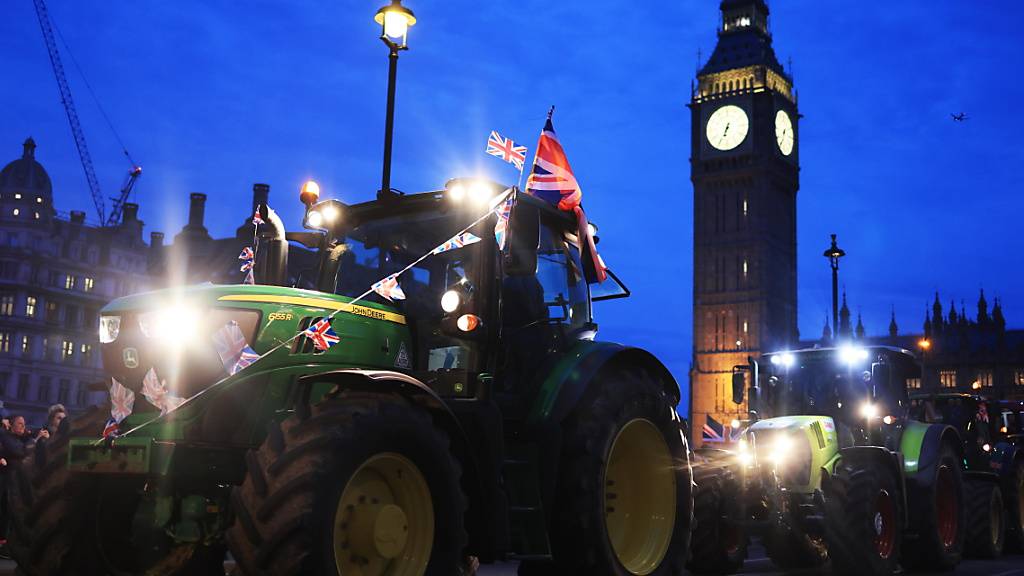 Britische Landwirte protestieren in London gegen Lebensmittelimport