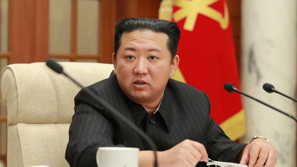 HANDOUT - Kim Jong Un während einer Sitzung des Zentralkomitees der regierenden Arbeiterpartei. Foto: -/KCNA/dpa - ACHTUNG: Nur zur redaktionellen Verwendung im Zusammenhang mit der aktuellen Berichterstattung und nur mit vollständiger Nennung des vorstehenden Credits