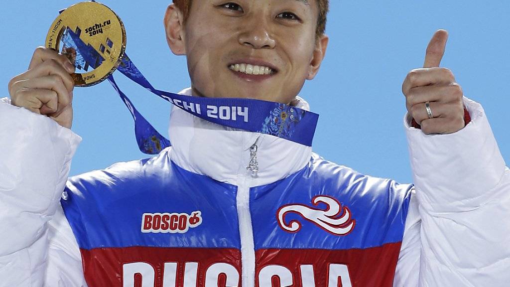 Für Pyeongchang kein Thema mehr: Star-Shorttracker Viktor Ahn in der Pose des Olympiasiegers