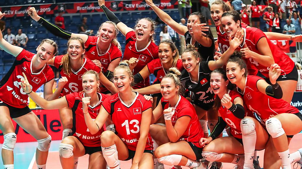 Wollen wieder an die EM: Die Schweizer Volleyballerinnen im letzten Jahr beim Endrunden-Turnier in Bratislava