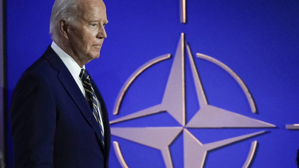 US-Präsident Joe Biden auf dem NATO-Gipfel in Washington. Foto: Susan Walsh/AP/dpa