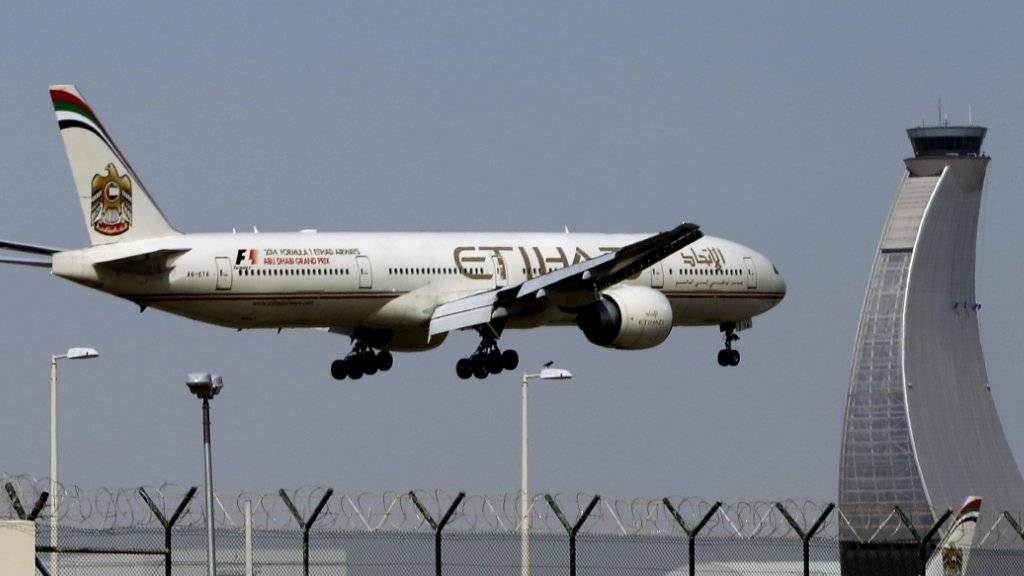 Gefürchtete Konkurrenten am Himmel über Europa: Ein Etihad-Jet im Landeanflug auf Abu Dhabi. (Archiv)