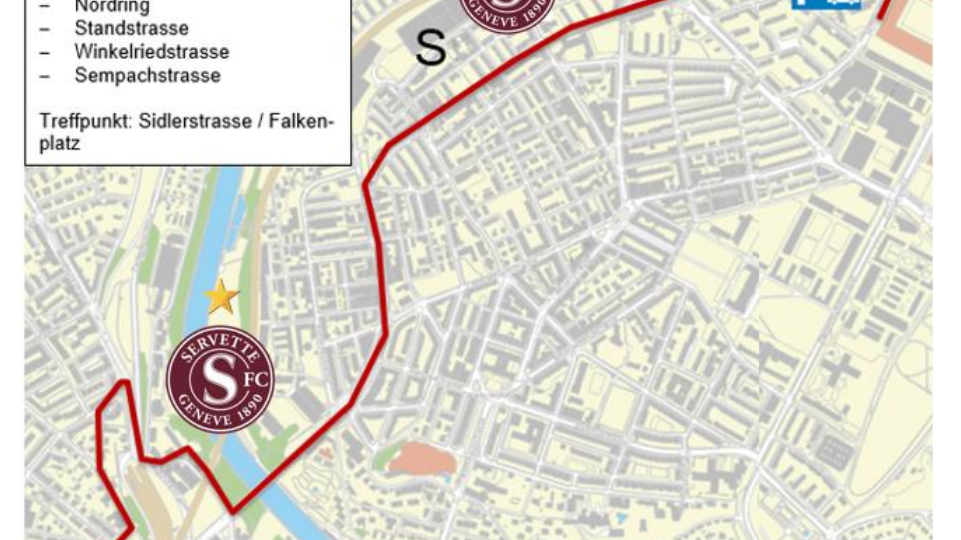 Die Route des Servette-Fanmarsches.