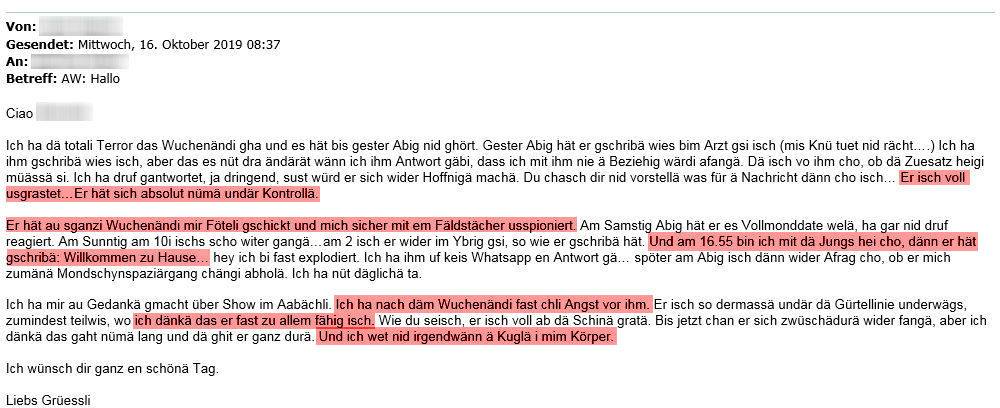 Ein Auszug aus dem E-Mailverkehr der betroffenen Frauen.