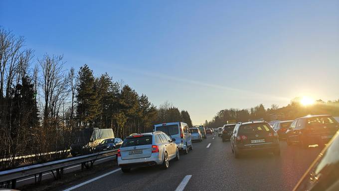 Stau nach Unfall im Stephanshorntunnel