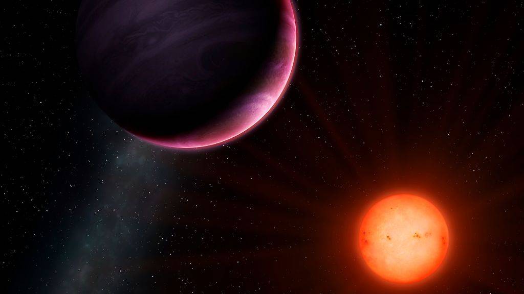 Riese umkreist Zwerg: Der neu entdeckte Exoplanet ist für seinen recht kleinen Zentralstern ungewöhnlich gross.