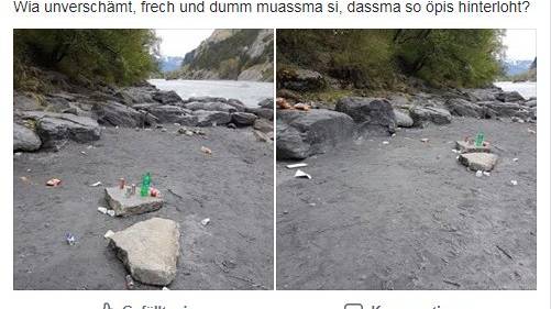 Churer ärgern sich über den Abfall am Rheindamm. (Bild: Facebook/Du bisch vu Chur, wenn...)