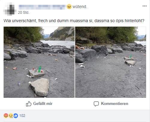 Churer ärgern sich über den Abfall am Rheindamm. (Bild: Facebook/Du bisch vu Chur, wenn...)