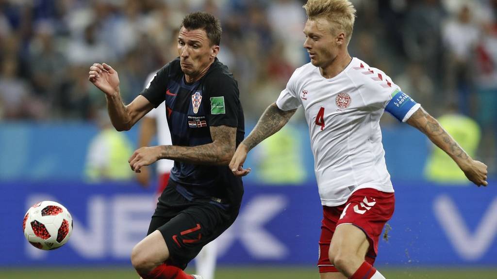Kroatien gegen Dänemark im Achtelfinalspiel in Russland.