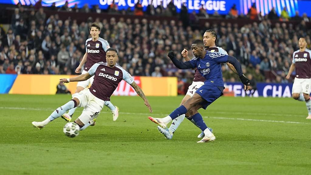 Spektakel im Villa Park von Birmingham: Am Ende gewinnt Aston Villa 3:2, doch Ousmane Démbélé (re.) jubelt mit Paris Saint-Germain über den Einzug in die Champions-League-Halbfinals