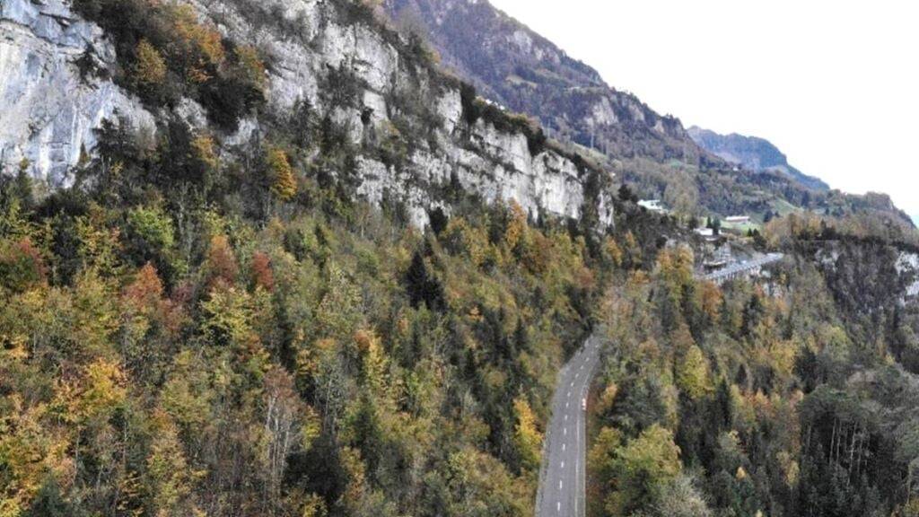 Strasse nach Morschach SZ wird mit Netzen gesichert