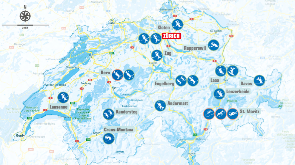 Mögliche Austragungsorte Olympische Winterspiele Schweiz