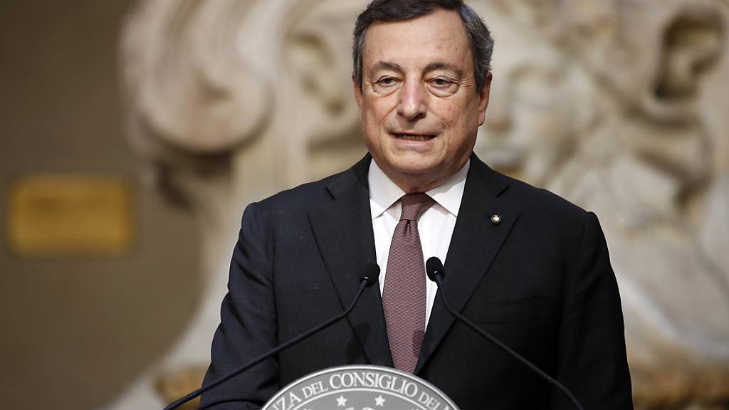 Italiens Ministerpräsident Mario Draghi spricht im Palazzo Chigi. Foto: Massimo Di Vita/Mondadori Portfolio via ZUMA/dpa
