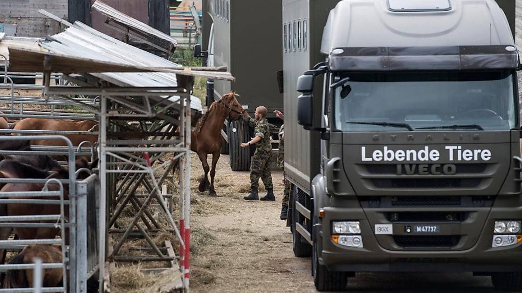 Am 8. August 2017 transportierte die Armee Tiere vom Landwirtschaftsbetrieb in Hefenhofen TG ab.