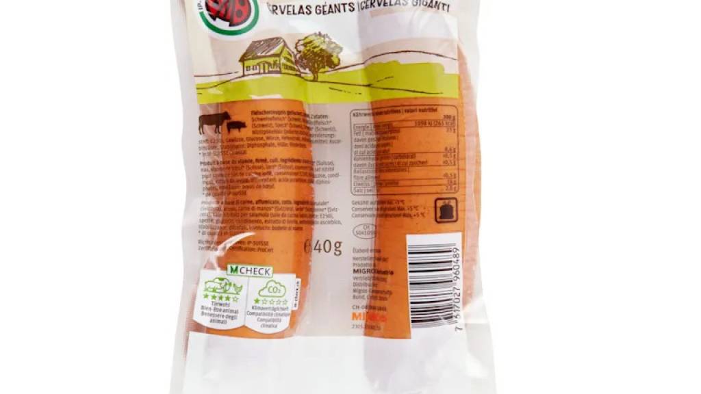 In die Verpackungen der Cervelats gelangten fälschlicherweise Grillwürste mit Käse. Auf der Verpackung ist das Allergen Milch nicht deklariert.