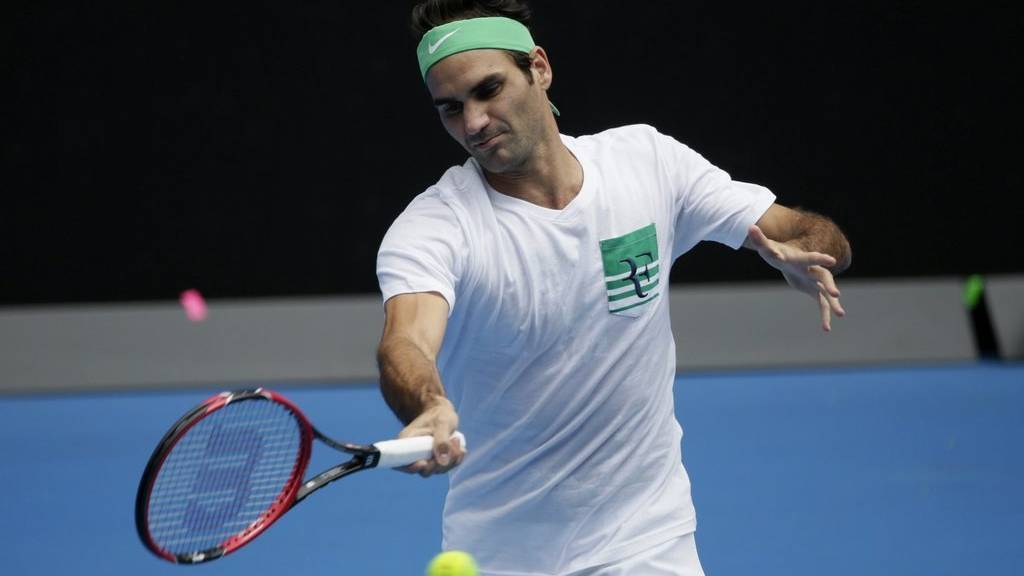 Roger Federer während des Trainings in Melbourne