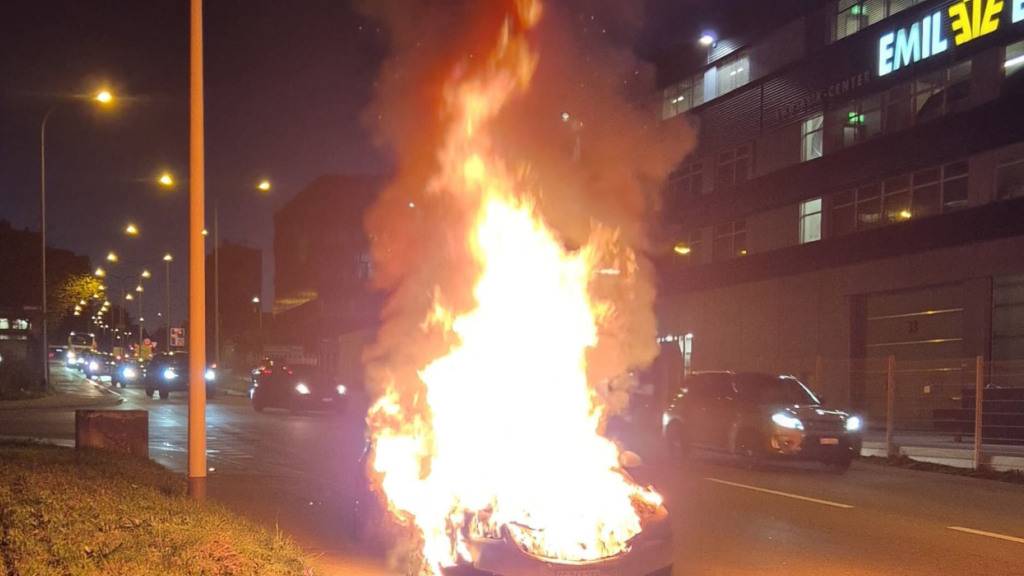 Das Auto brannte komplett aus.