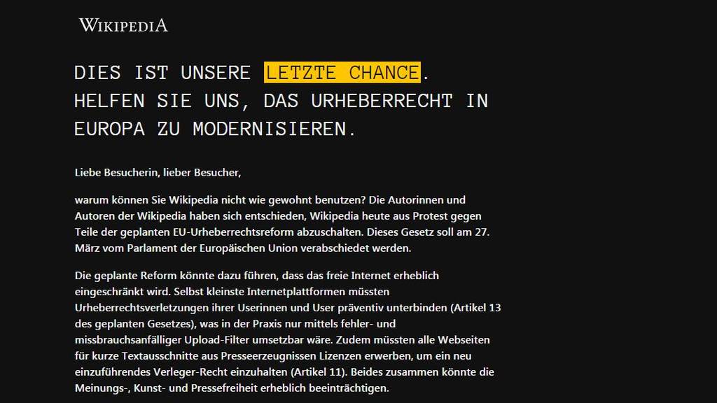 Streik! Bei Wikipedia läuft heute gar nix